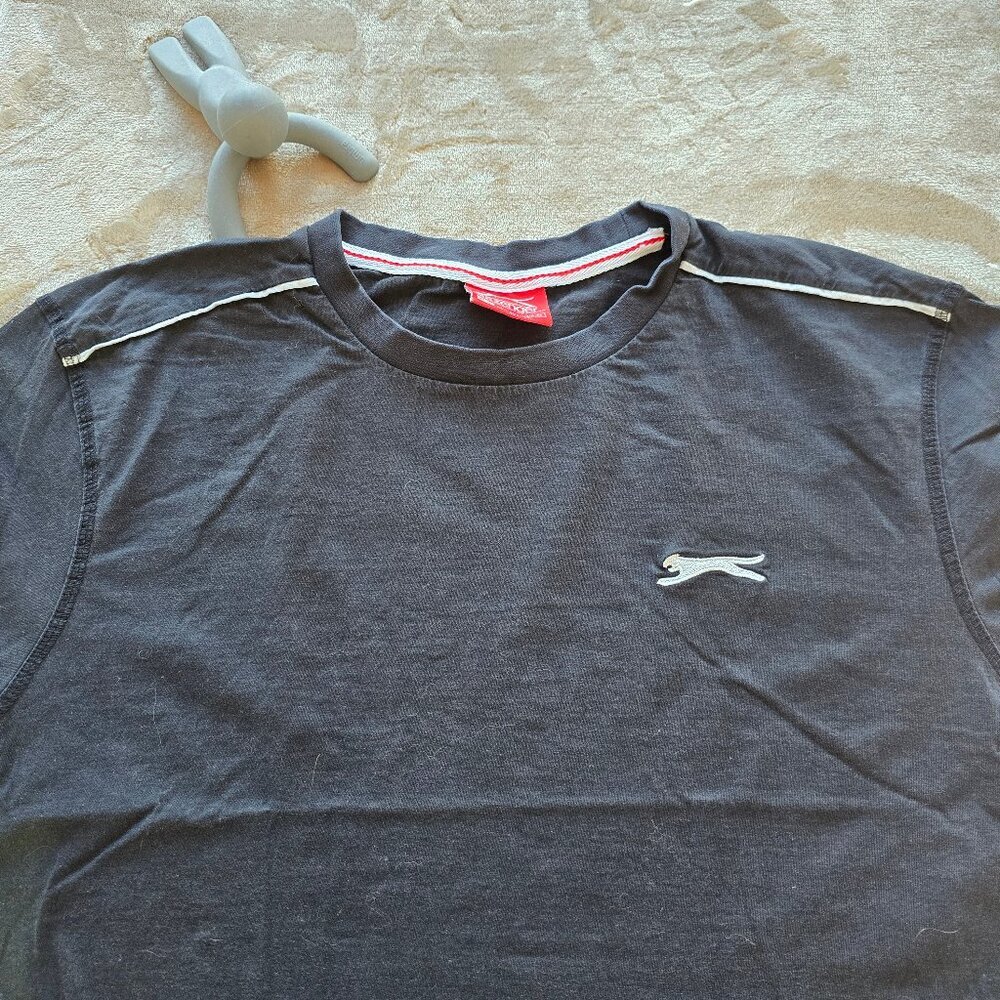 Slazenger T shirt Black rare 100% cotton - Picture 2 of 9